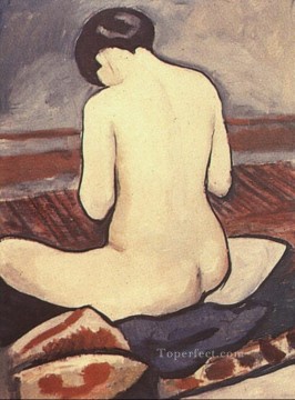 klimt kiss Painting - Sitting Nude with Cushions Sitzender Aktmit Kissen August Macke